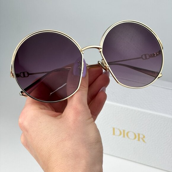Dior EVERDIOR R1U B0D1 BRAND NEW Sunglasses Gold Gradient Bordeaux Unisex Metal - Picture 3 of 13